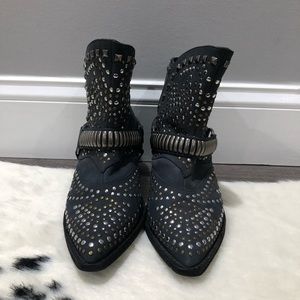 YES navy blue studded cowboy boots